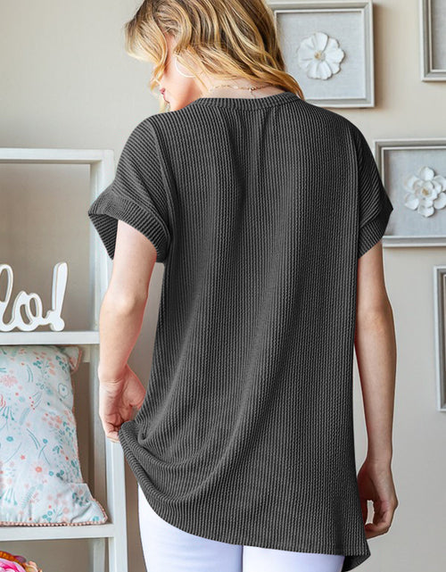 Load image into Gallery viewer, Heimish Full Size USA Graphic Short Sleeve Ribbed Top
