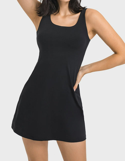 Load image into Gallery viewer, Millennia Square Neck Sports Tank Dress with Full Coverage Bottoms
