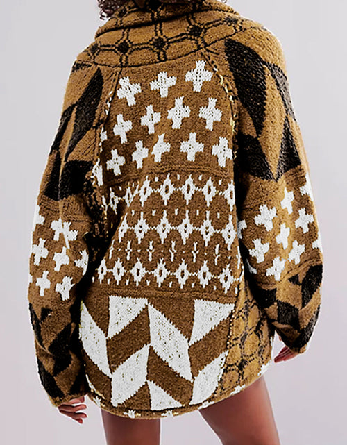 Load image into Gallery viewer, Collared Neck Long Sleeve Cardigan
