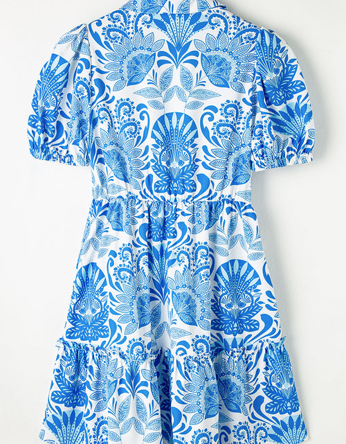 Load image into Gallery viewer, Lilly Floral Drawstring Waist Ruffled Dress by Poppy Lee Lane
