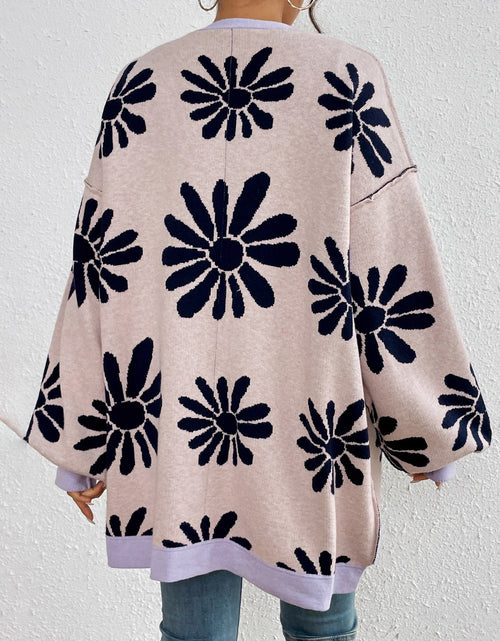 Load image into Gallery viewer, Contrast Dropped Shoulder Long Sleeve Cardigan
