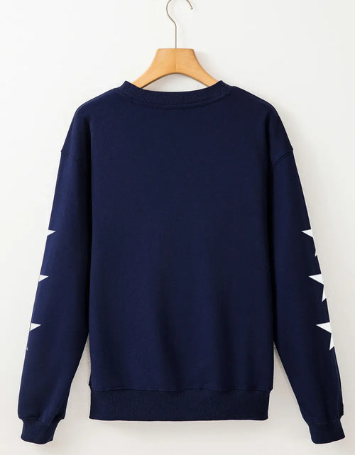 Load image into Gallery viewer, GAME DAY Star Round Neck Long Sleeve Sweatshirt
