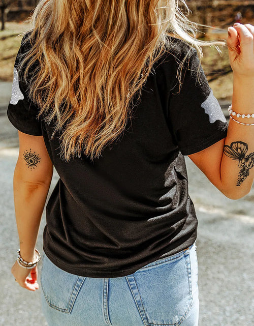 Load image into Gallery viewer, Glitter Ghost Round Neck Short Sleeve T-Shirt
