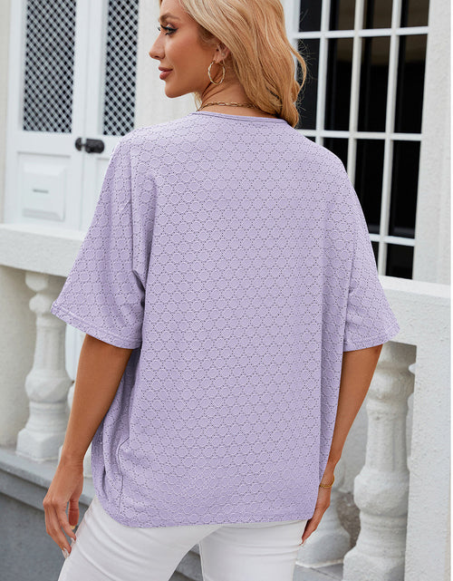 Load image into Gallery viewer, Eyelet Open Front Half Sleeve Cardigan
