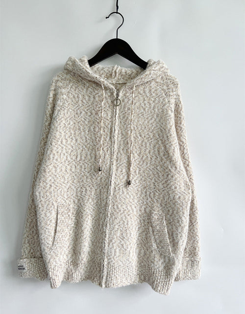 Load image into Gallery viewer, Zip Up Drawstring Long Sleeve Hooded Sweater

