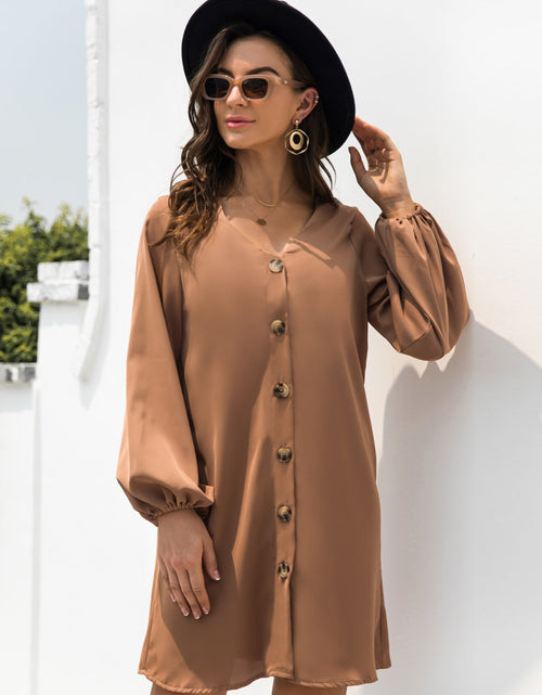 Load image into Gallery viewer, V-Neck Long Sleeve Mini Dress
