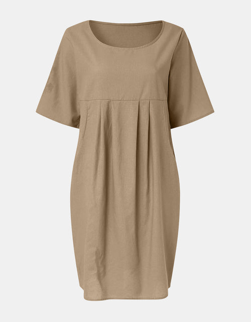 Load image into Gallery viewer, Full Size Round Neck Half Sleeve Dress with Pockets
