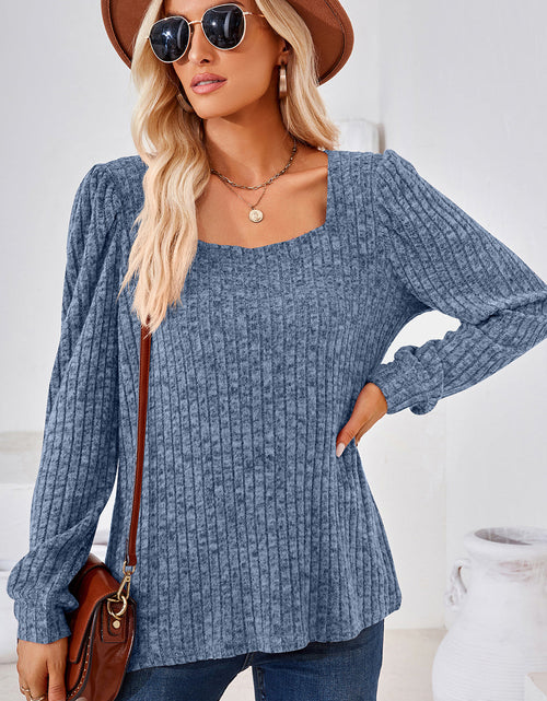 Load image into Gallery viewer, Ribbed Square Neck Long Sleeve T-Shirt
