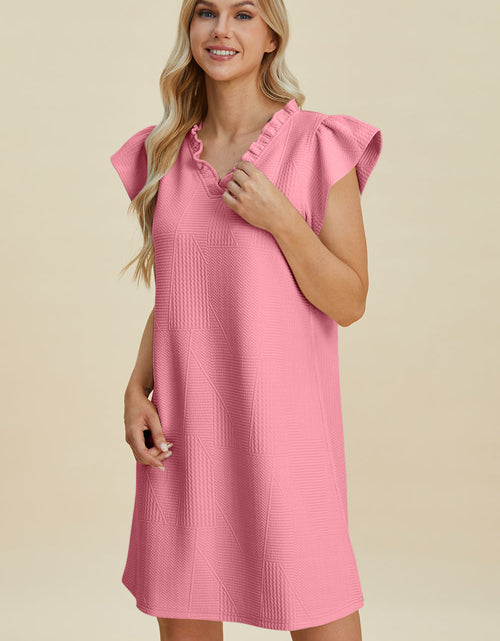 Load image into Gallery viewer, Double Take Full Size Ruffled V-Neck Cap Sleeve Dress
