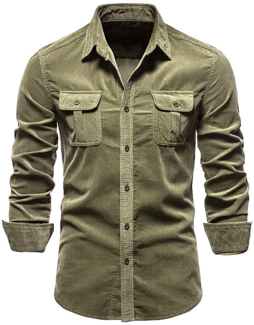 Load image into Gallery viewer, Men's Full Size Collared Neck Button Down Shirt with Chest Pockets Plus Size
