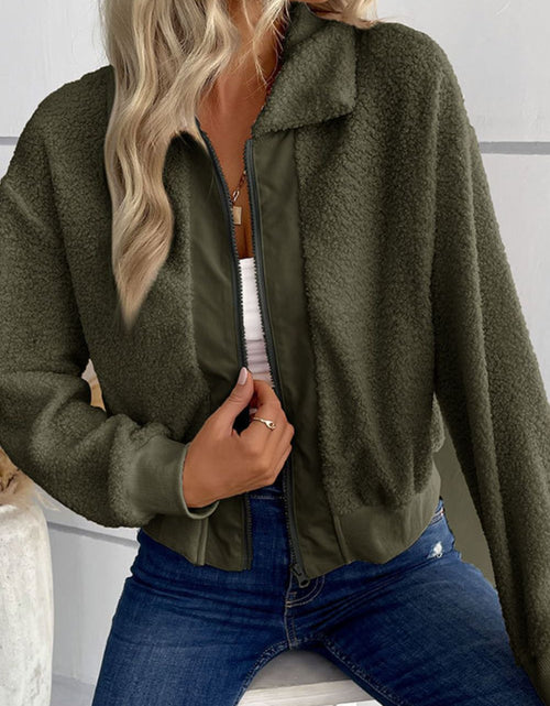 Load image into Gallery viewer, Perfee Zip-Up Sherpa Collared Neck Jacket with Pockets
