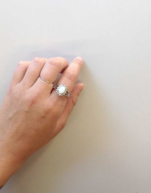 Load image into Gallery viewer, Vintage Jewelry Genuine Stone or Crystal Surrounded by Clear Austrian Crystals Ring Made in the USA by PVD Vintage Jewelry

