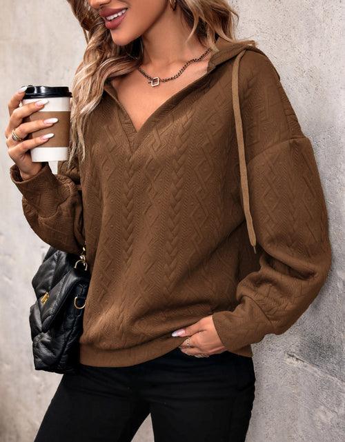 Load image into Gallery viewer, Drawstring Dropped Shoulder Long Sleeve Hoodie
