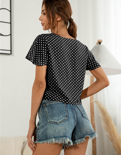 Load image into Gallery viewer, Decorative Button V-Neck Tied Blouse

