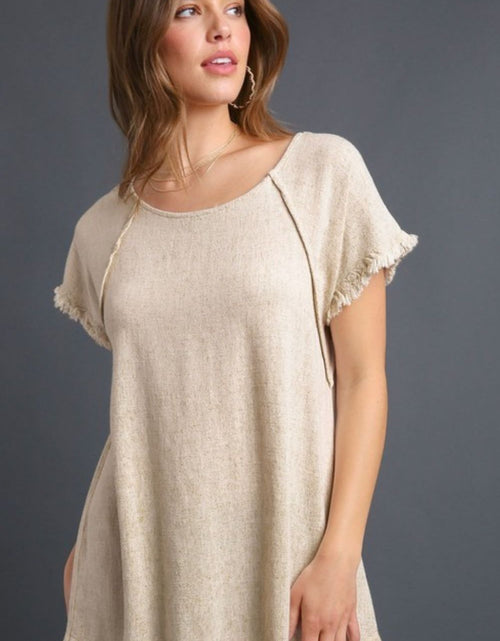 Load image into Gallery viewer, Umgee Full Size Seam Detail Linen Ruffle Fringe Edge Top Plus Size
