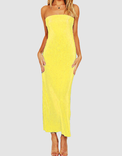 Load image into Gallery viewer, Lace-Up Back Tube Maxi Dress
