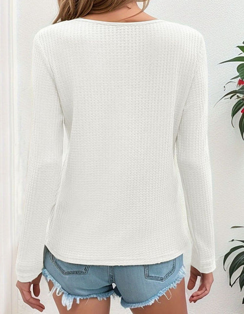 Load image into Gallery viewer, Waffle-Knit V-Neck Long Sleeve Top
