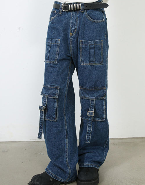 Load image into Gallery viewer, Men's Mid Rise Jeans with Cargo Pockets

