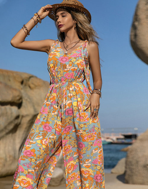 Load image into Gallery viewer, V-Neck Wide Leg Jumpsuit
