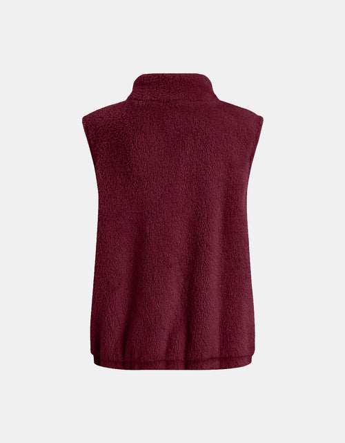 Load image into Gallery viewer, Full Size Fuzzy Zip Up Vest Coat with Pockets
