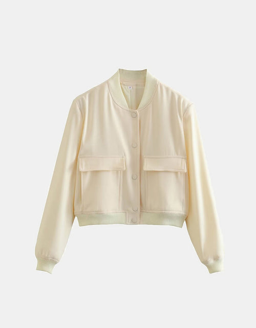 Load image into Gallery viewer, Pocketed Snap Down Baseball Collar Jacket
