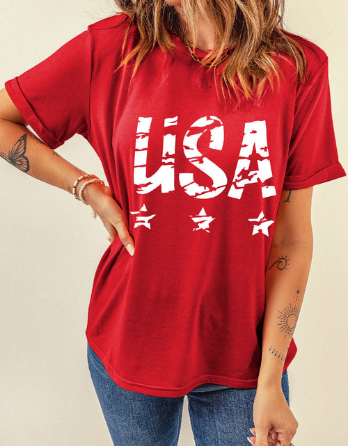 Load image into Gallery viewer, USA Round Neck Short Sleeve T-Shirt
