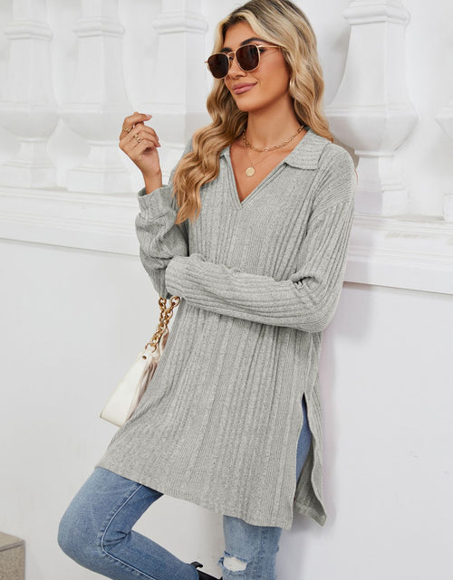 Load image into Gallery viewer, Slit Johnny Collar Long Sleeve T-Shirt
