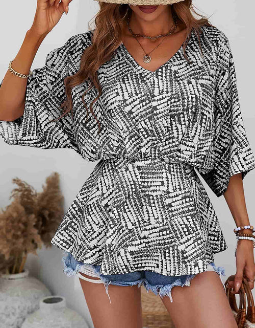 Load image into Gallery viewer, Printed V-Neck Dolman Sleeve Blouse
