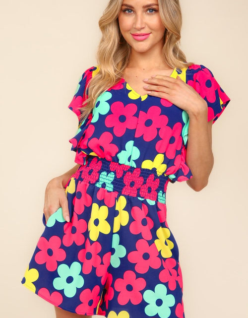 Load image into Gallery viewer, Haptics Floral Smocked Waist Romper with Side Pockets
