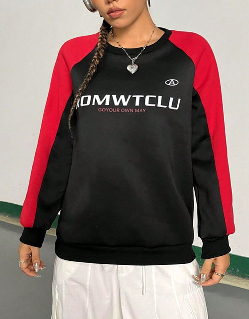 Load image into Gallery viewer, Letter Graphic Round Neck Long Sleeve Sweatshirt
