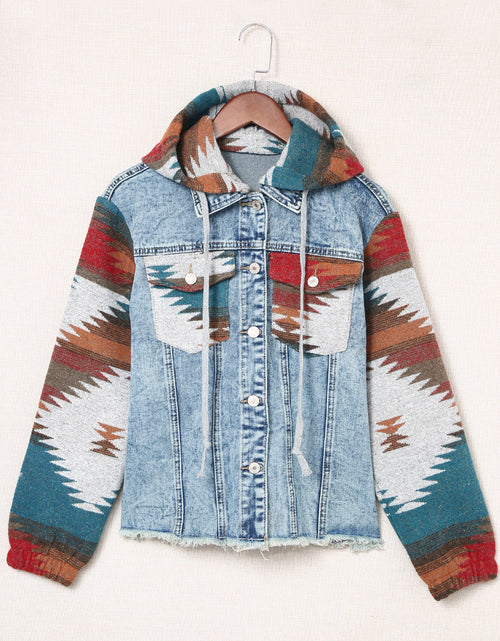 Load image into Gallery viewer, Drawstring Hooded Pocketed Denim Jacket
