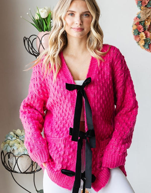 Load image into Gallery viewer, First Love Tie Closure Open Knit Cardigan
