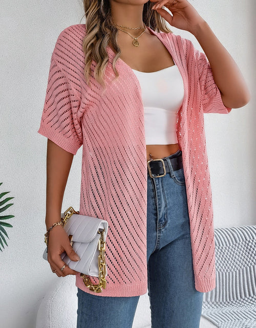 Load image into Gallery viewer, Openwork Open Front Half Sleeve Cardigan
