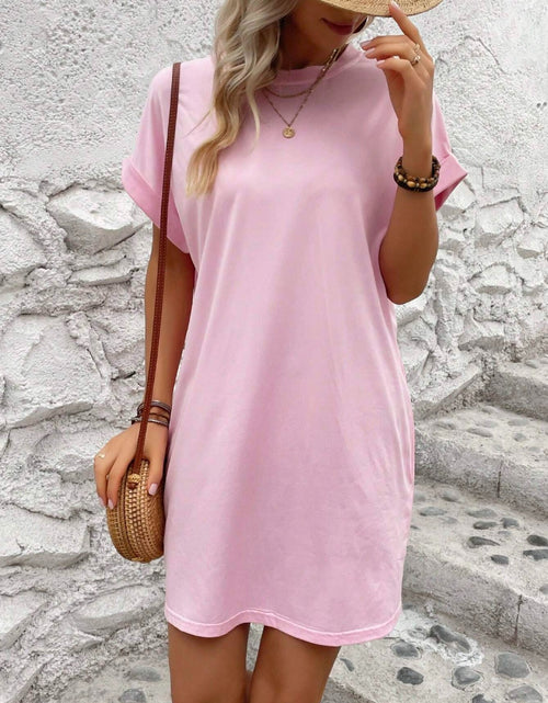 Load image into Gallery viewer, Round Neck Short Sleeve Mini Dress
