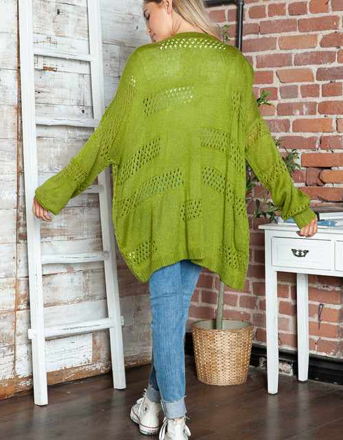 Load image into Gallery viewer, Openwork Open Front Long Sleeve Cardigan
