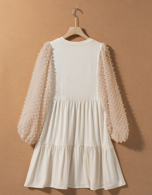 Load image into Gallery viewer, Tiered Round Neck Balloon Sleeve Mini Dress

