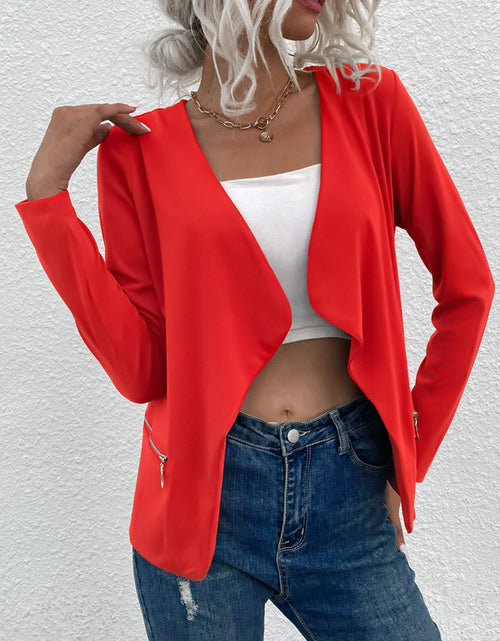 Load image into Gallery viewer, Open Front Zipper Pocket Cardigan
