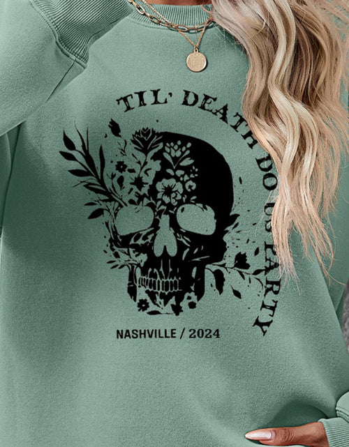 Load image into Gallery viewer, Graphic Round Neck Dropped Shoulder Sweatshirt
