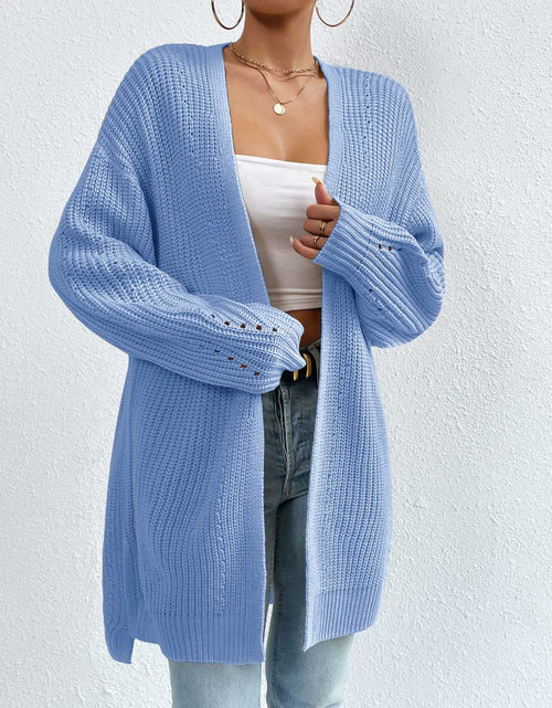 Load image into Gallery viewer, Open Front Dropped Shoulder Slit Cardigan
