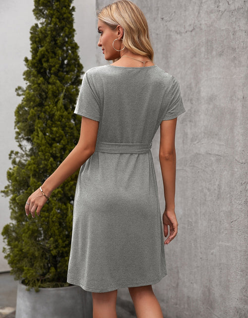Load image into Gallery viewer, Ivy Lane Tied Notched Short Sleeve Dress
