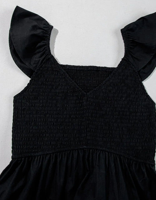 Load image into Gallery viewer, V Neck Ruffled Cap Sleeve Smocked Maxi Dress

