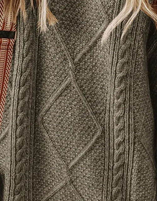 Load image into Gallery viewer, Cable-Knit Round Neck Sweater Dress

