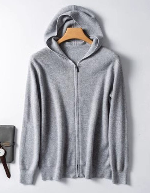 Load image into Gallery viewer, Men's Plus Size Zip Up Long Sleeve Hooded Cardigan
