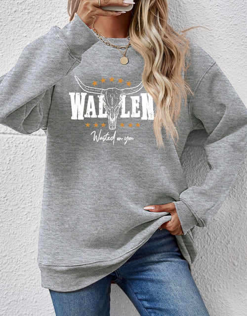 Load image into Gallery viewer, Graphic Round Neck Dropped Shoulder Sweatshirt
