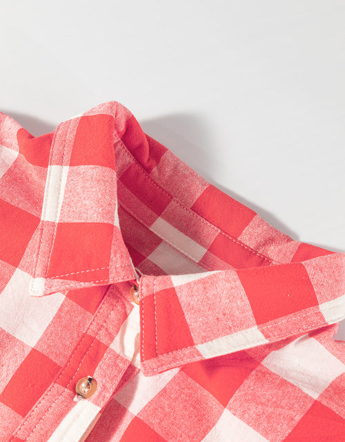 Load image into Gallery viewer, Plaid Collared Neck Long Sleeve Shirt Dress
