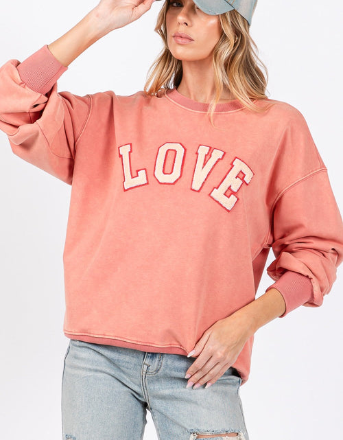 Load image into Gallery viewer, SAGE + FIG LOVE Path Applique Drop Shoulder Sweatshirt
