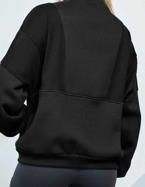 Load image into Gallery viewer, Half Zip Drop Shoulder Long Sleeve Sweatshirt
