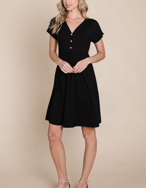 Load image into Gallery viewer, BOMBOM V-Neck Short Sleeve Dress
