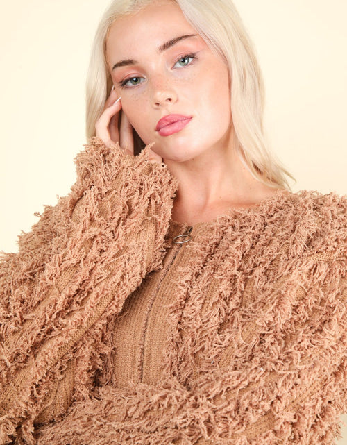 Load image into Gallery viewer, VERY J Shaggy Yarn Knit Zip Up Jacket

