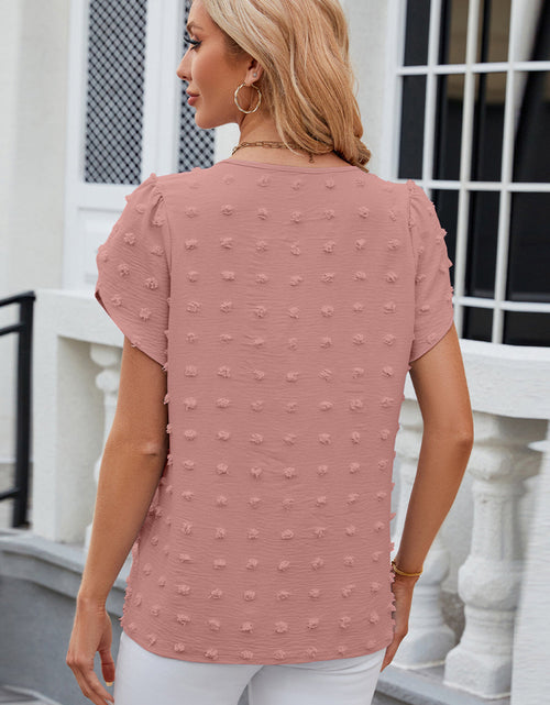 Load image into Gallery viewer, Swiss Dot Round Neck Short Sleeve T-Shirt
